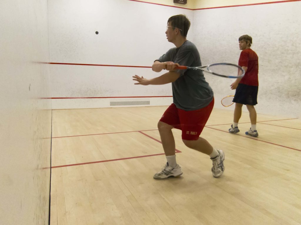 Playing squash